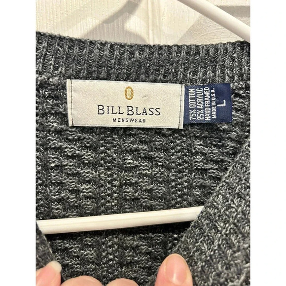 Vintage Bill Blass Hand Framed‎ USA Knit Men’s Large Gray Pullover Sweater - Picture 2 of 5